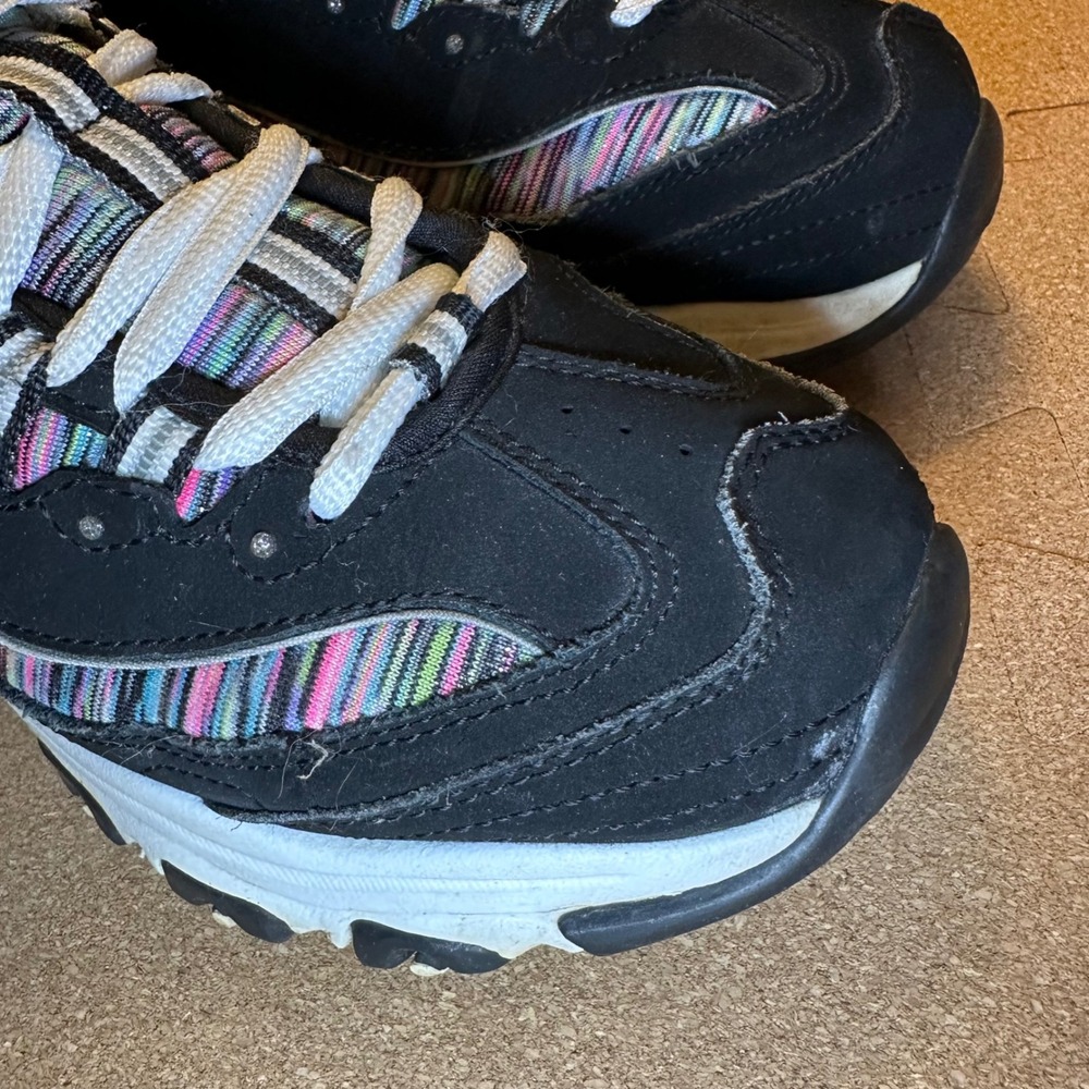Skechers D'Lites Sneakers Womens 7.5 Black Multi Color Stripe Leather 11978 BKMT - Picture 9 of 11